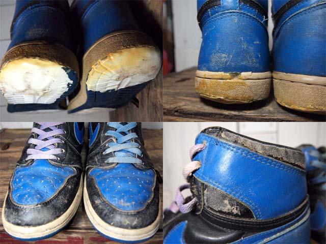 85年製【NIKE】AIR JORDAN 1(エアジョーダン1)黒青 - 古着屋HamburgCafe