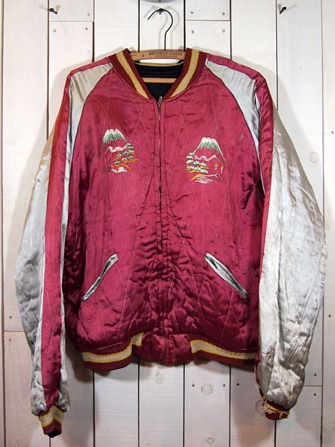 1950sサテンスカジャン 虎(タイガーヘッド)×日本地図 - 古着屋HamburgCafe