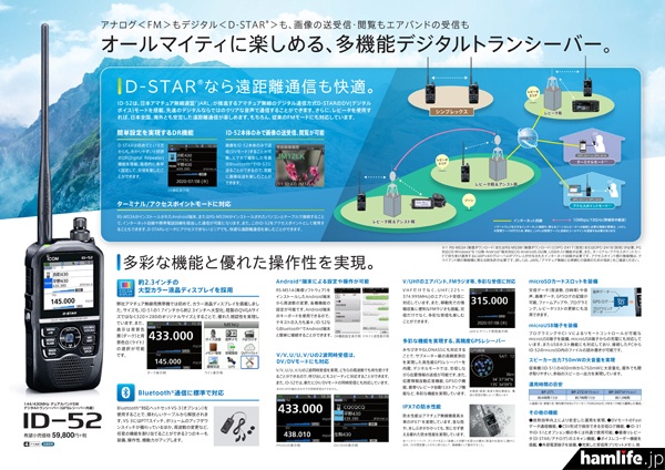 PDF版カタログも同時公開＞アイコム、新製品「ID-52」の製品情報を公式
