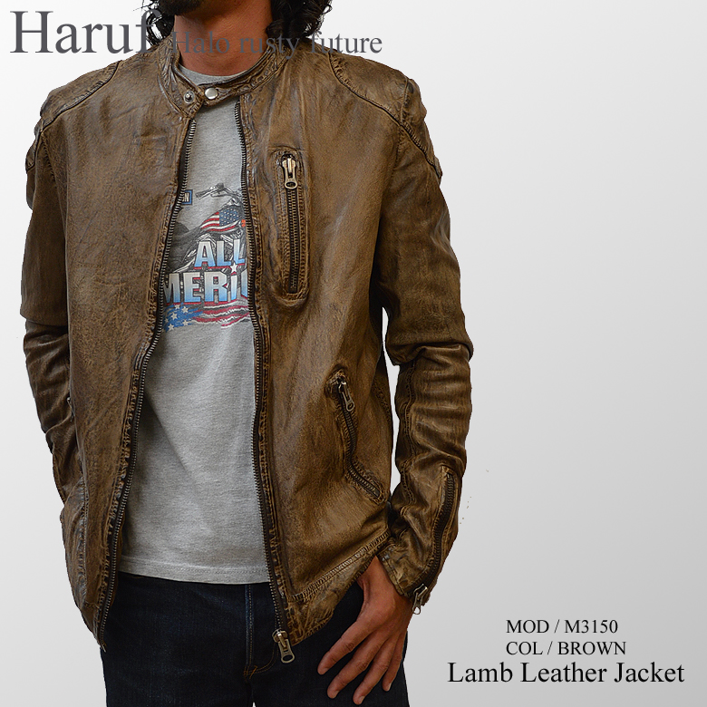 製品染め ビンテージ加工 ライダースジャケット レザージャケット 革