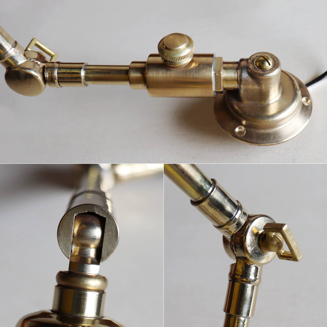 要電気工事】USAヴィンテージ真鍮製スウィングアーム自在金具付き