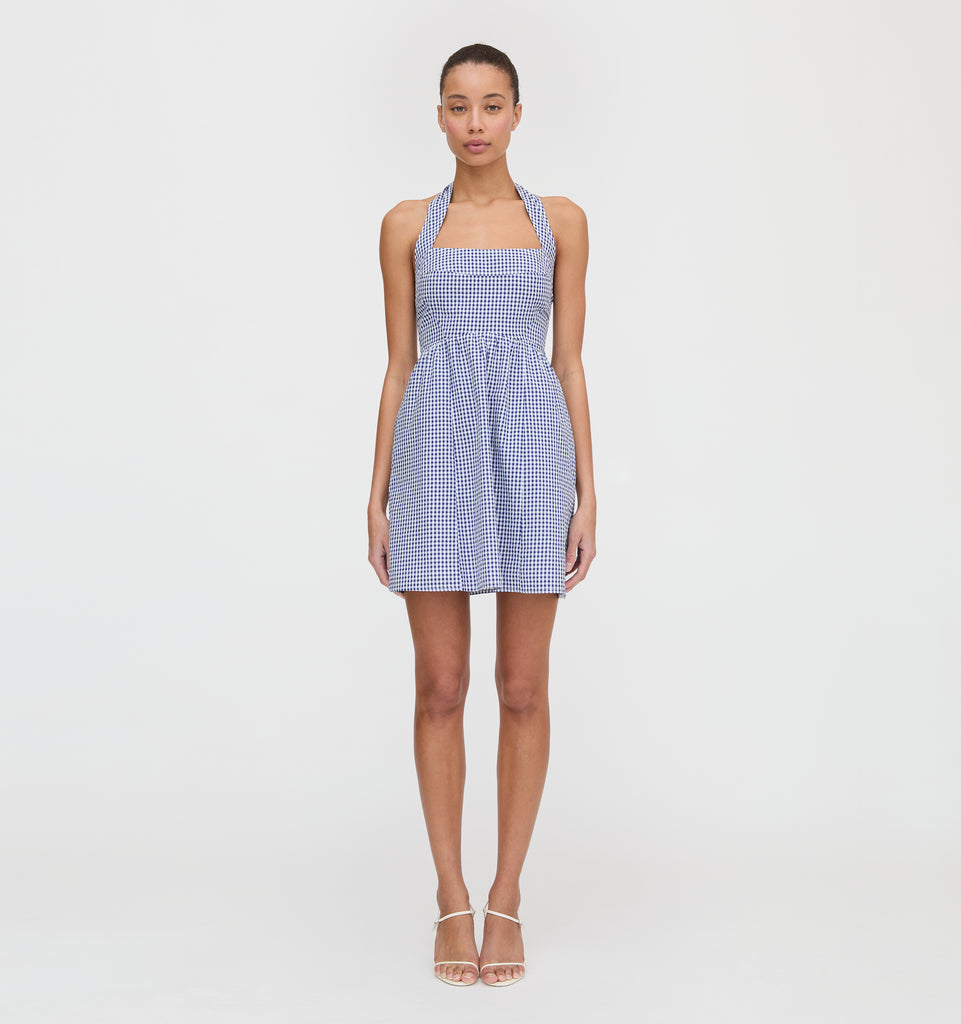 The Fleur Mini Dress - Navy Gingham – Hill House Home
