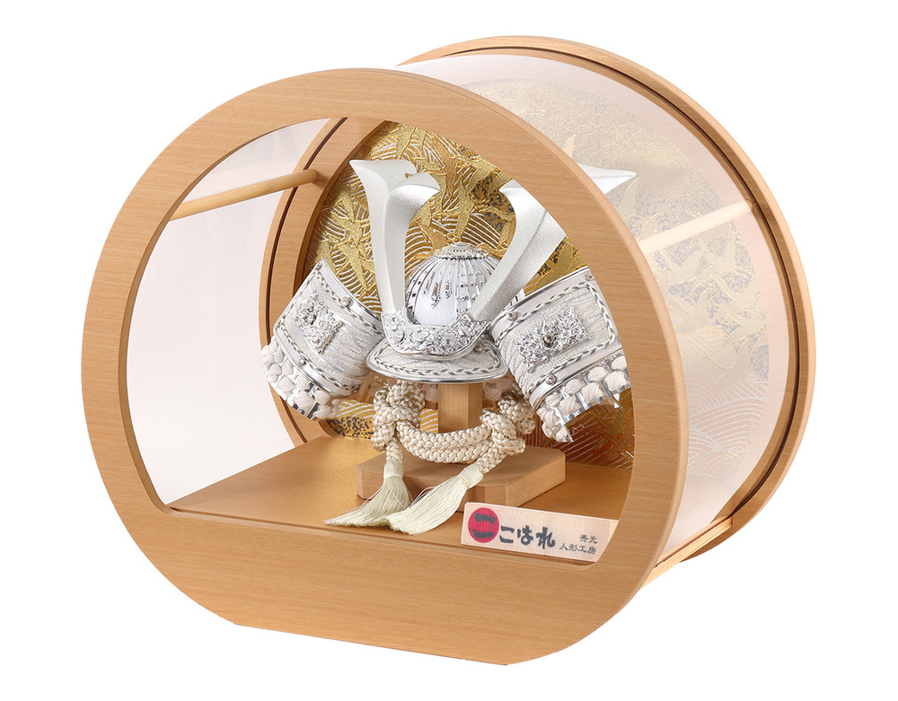 五月人形 アクリルケース飾り【P92228】 千羽鶴が飛び立つ迫力！白銀兜