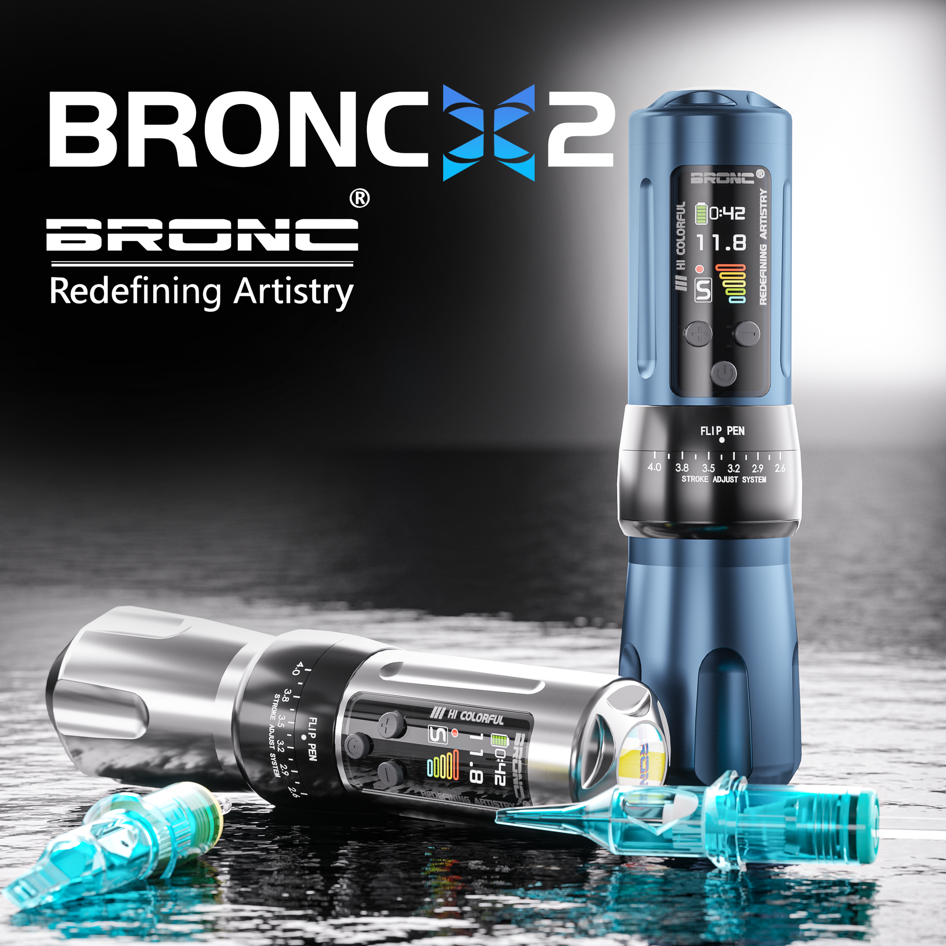 2024 BRONC X2 Adjustable Wireless Pen - Bronc Tattoo Machine