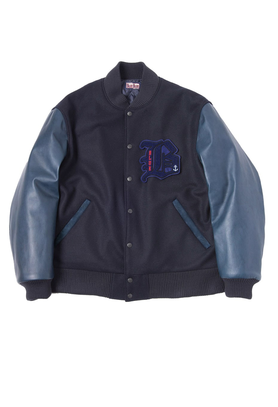 上質なメルトンとインディゴホースレザーのアワードジャケット | BLUE