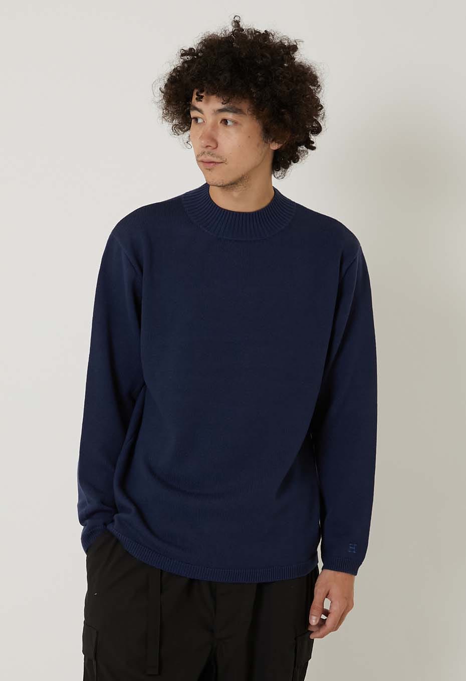 ウェーブコットン メリノウール ウォッシャブル モックネックセーター