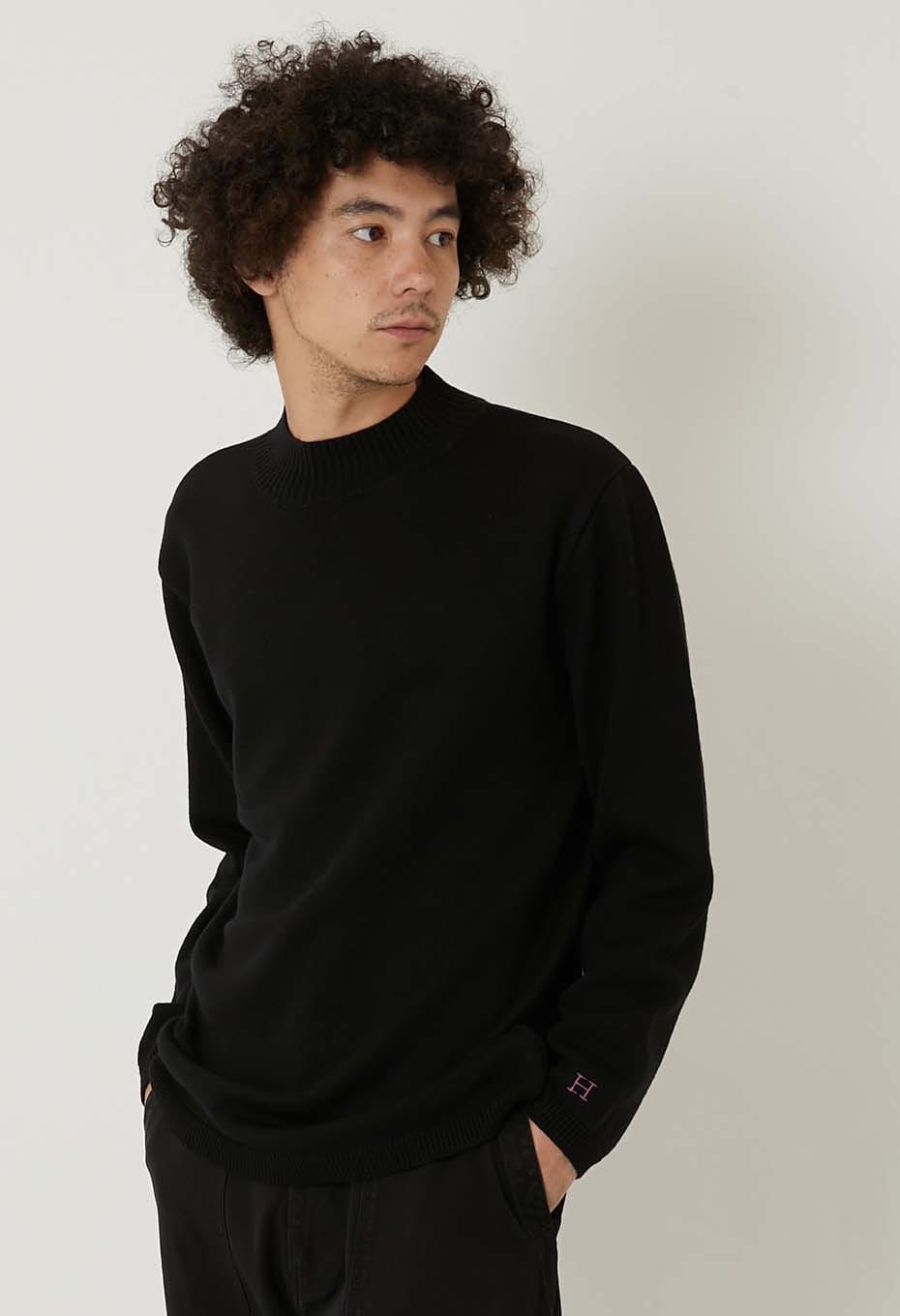 ウェーブコットン メリノウール ウォッシャブル モックネックセーター