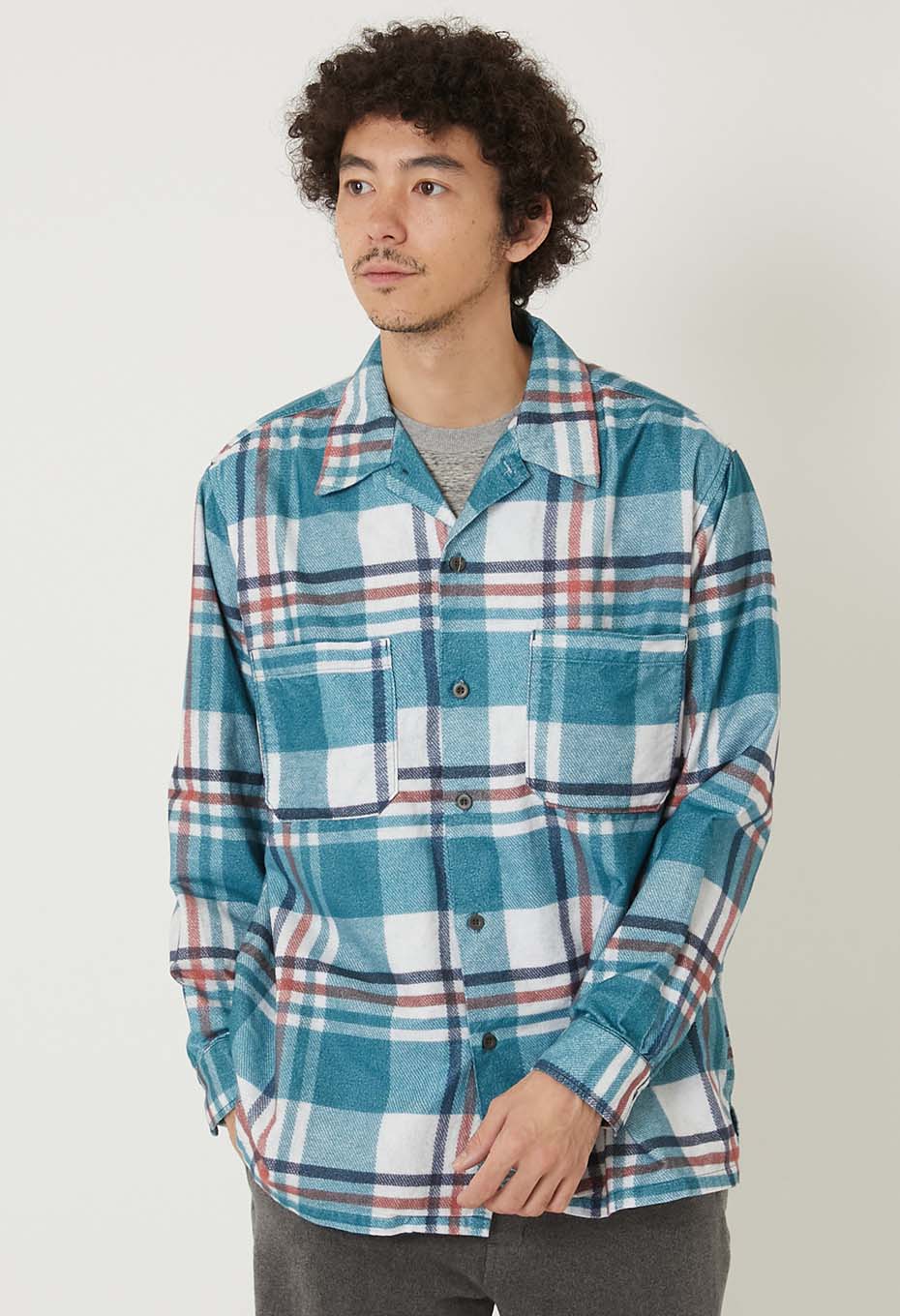 オリジナルプリント ネルチェック 2ポケットワークシャツ | BLUE BLUE