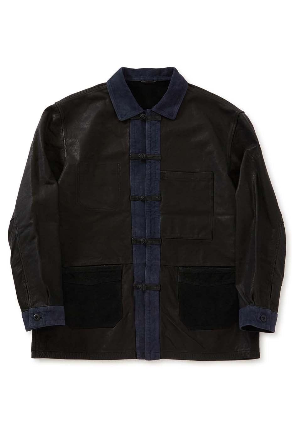 インディゴ スイッチレザー チャイナジャケット | BLUE BLUE