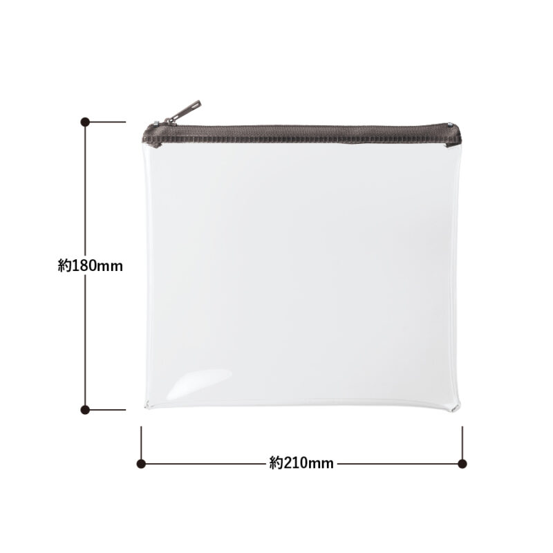 カラーファスナークリアポーチ(M) オレンジ｜ノベルティグッズ本舗