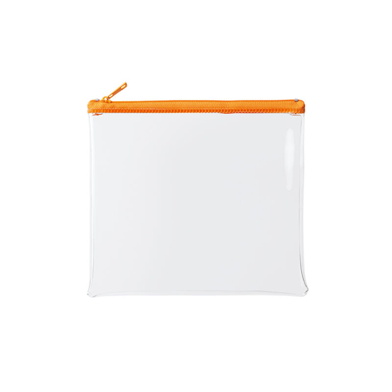 カラーファスナークリアポーチ(M) オレンジ｜ノベルティグッズ本舗