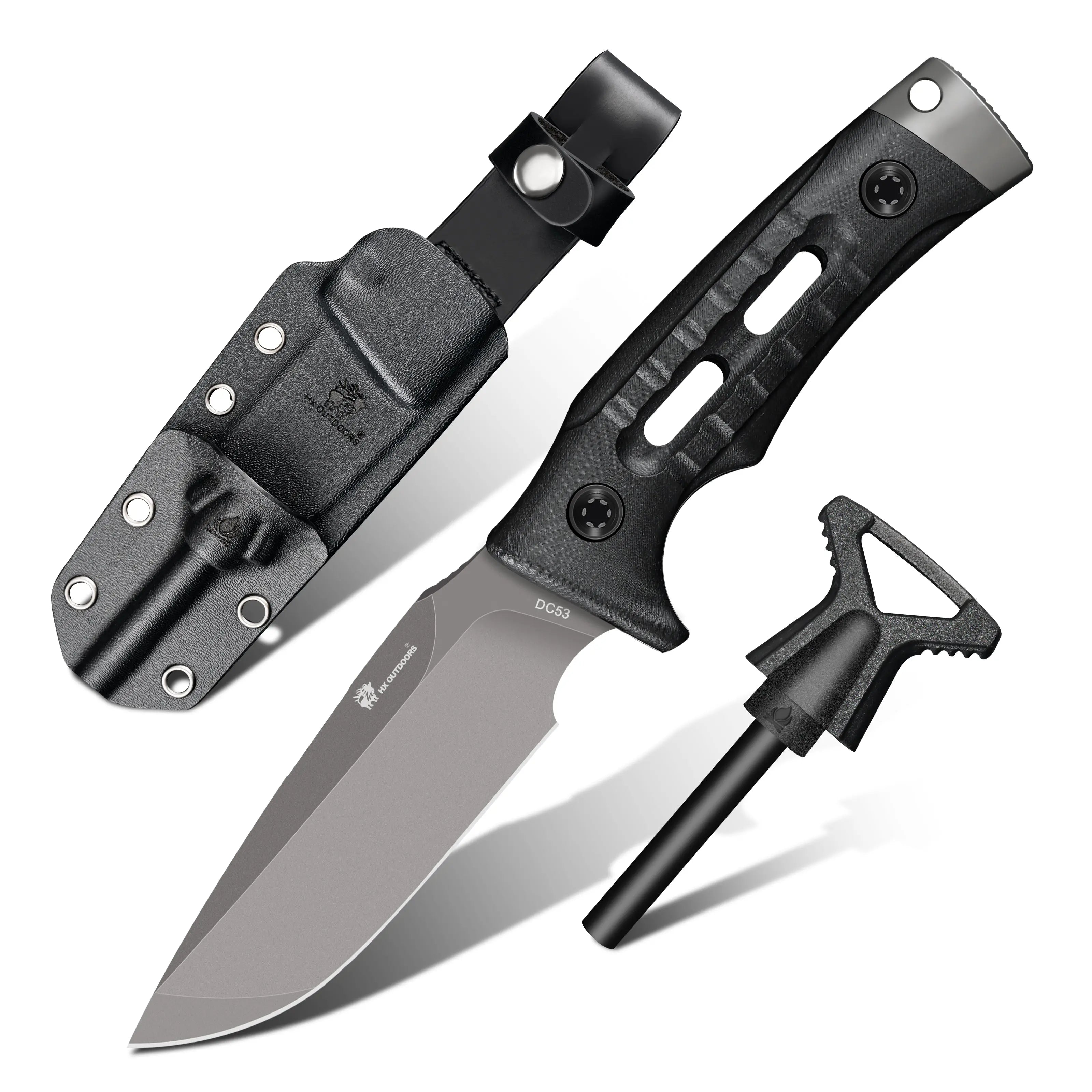 ROCK APEX DC53 Fixed Blade | Black G10 EDC Camping Knife – HX OUTDOORS