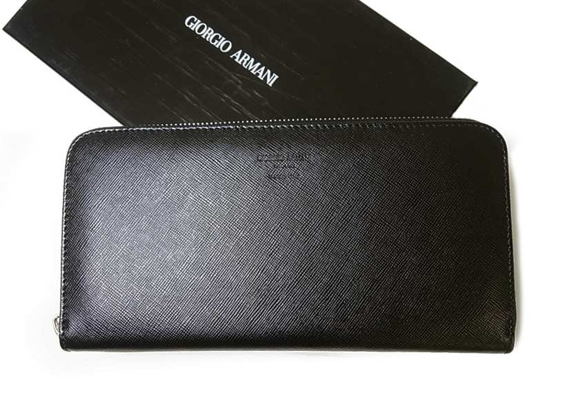 アルマーニ ジョルジオアルマーニ ラージラウンド長財布（ブラック