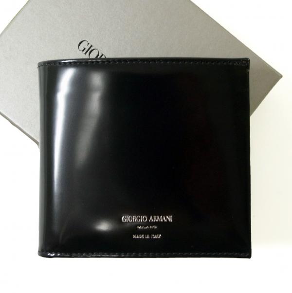 アルマーニ 財布 二つ折り ブラック 牛革 ジョルジオアルマーニ