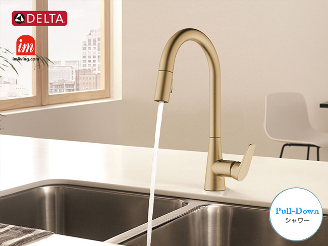 DELTA キッチン 混合水栓 シングルレバー プルダウンシャワー イクサ