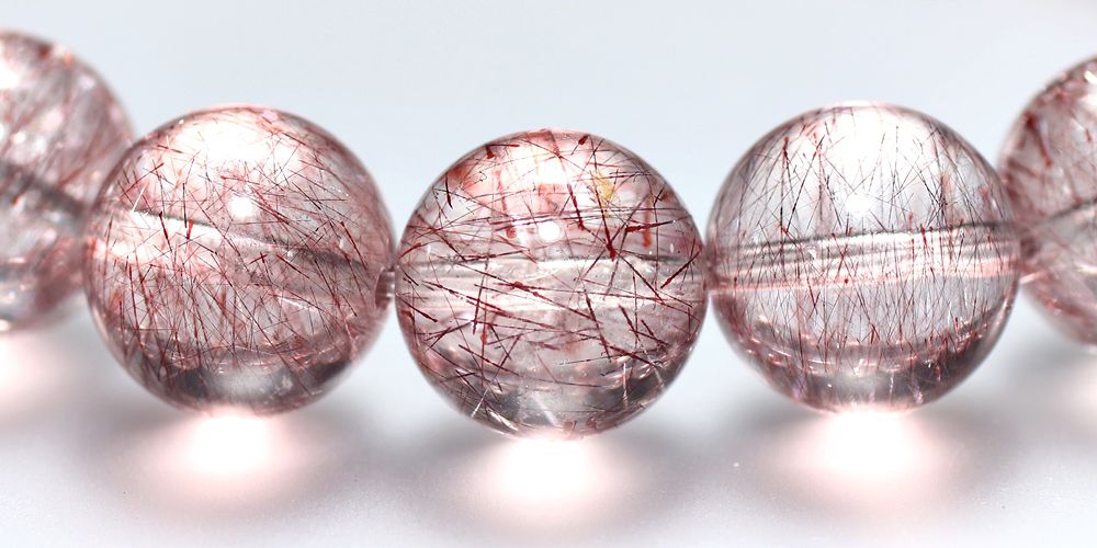 高品質++]ピンクレッド花火スーパーセブンブレスレット（約11.5mm玉