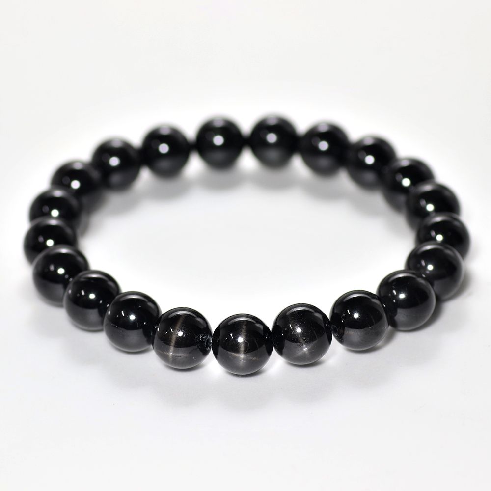 トップクォリティ]ブラックスターブレスレット（約9.5mm玉・スターダイ