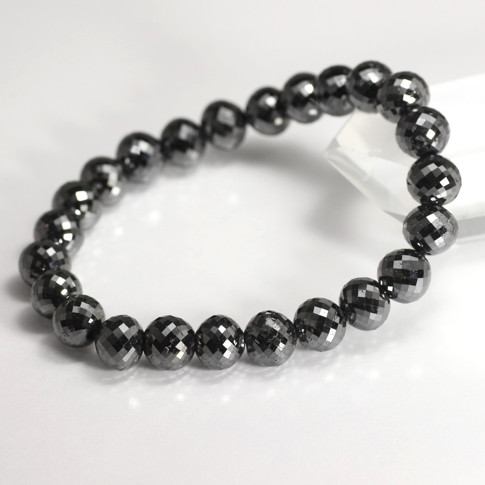 最高品質]ブラックダイヤモンドブレスレット（約9mm）☆現品動画あり