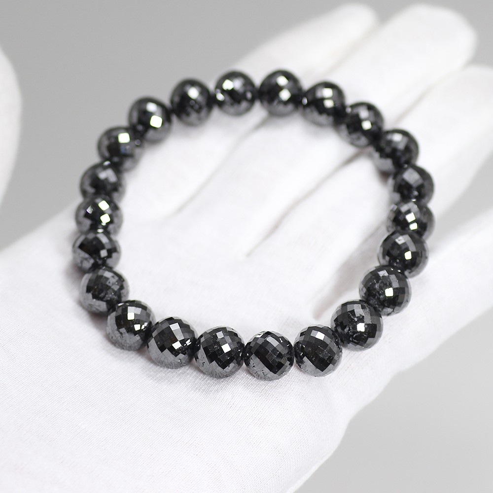 プレミアム]ブラックダイヤモンドブレスレット（約10mm）☆現品動画