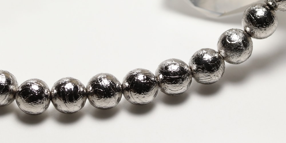 ナミビア共和国産]ギベオン隕石ブレスレット（約6mm玉/シルバーカラー