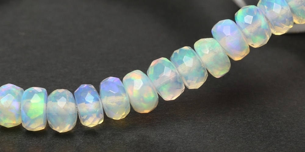 トップクォリティ]エチオピアオパールボタンカットブレスレット（約6mm