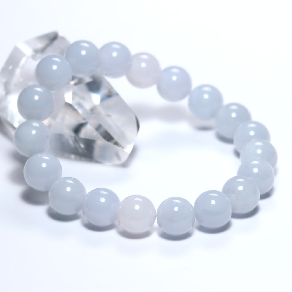 高品質]ミャンマー産天然ラベンダー翡翠ブレスレット（約10mm玉