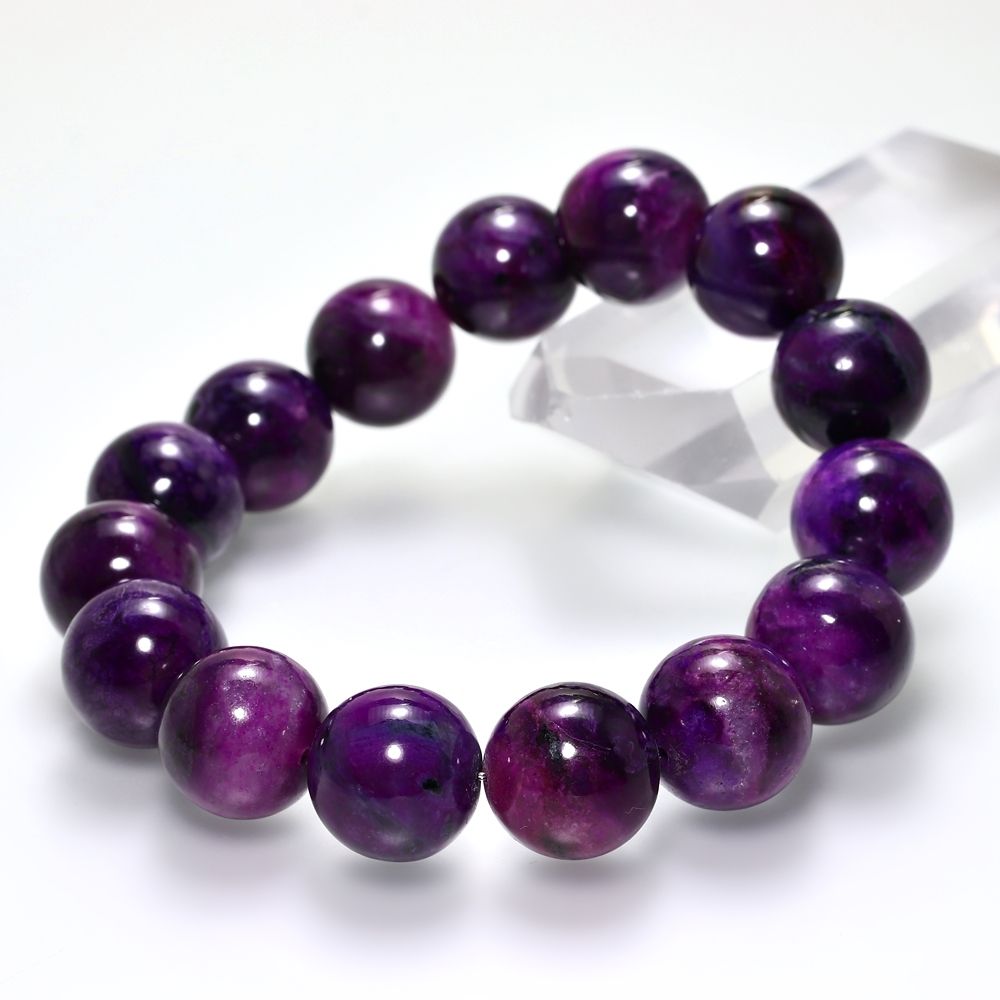 希少・高品質++]パープルスギライトブレスレット（約15mm大玉・鑑別書