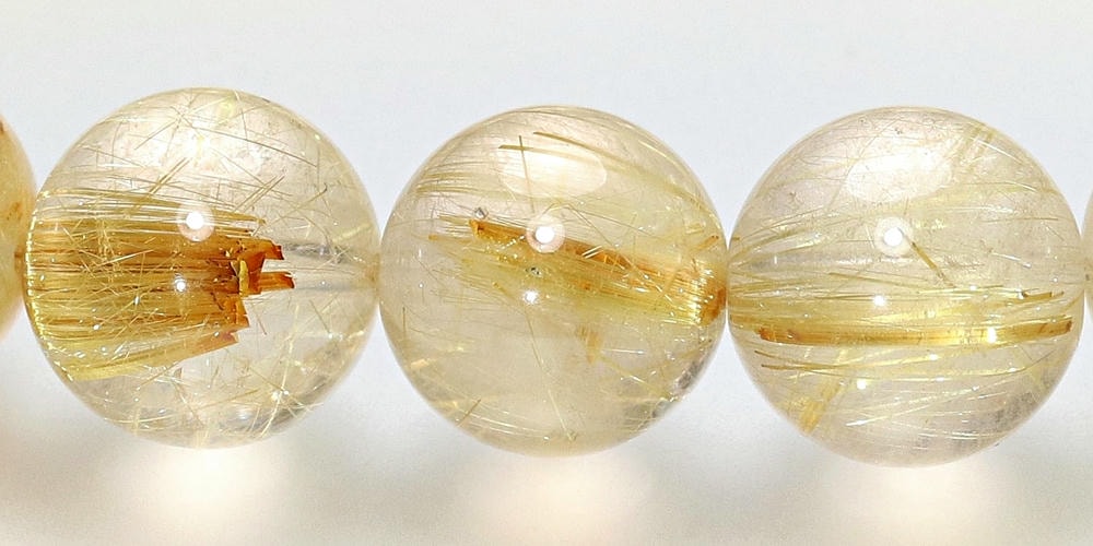 高品質]ゴールドルチルクォーツブレスレット（約11mm玉） - 埼玉県吉川