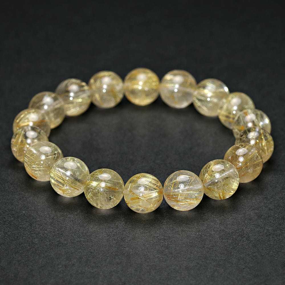 高品質]ゴールドルチルクォーツブレスレット（約11.5mm玉） - 埼玉県