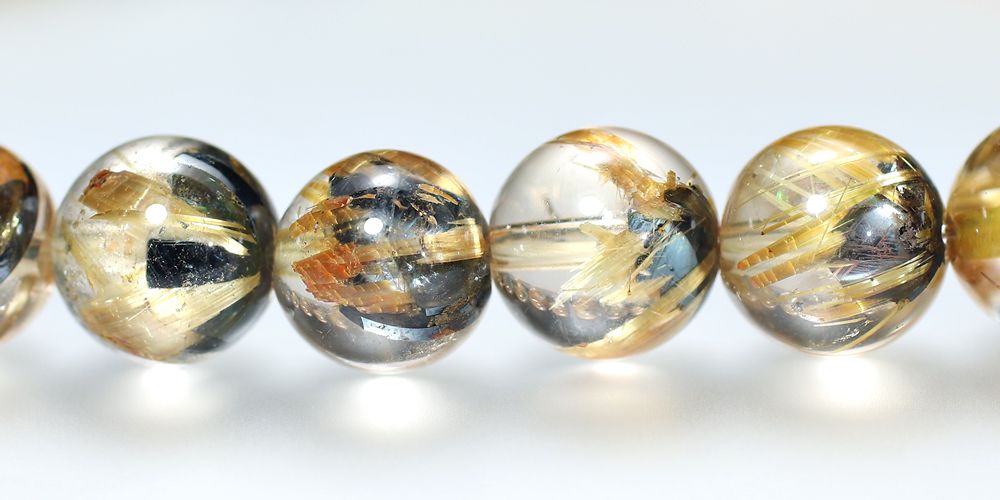 高品質++]太陽放射ルチルクォーツブレスレット（約8mm玉） - 埼玉県