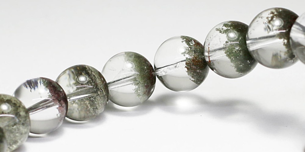 高品質]グリーンガーデンクォーツブレスレット/ガーデン水晶（約12mm玉