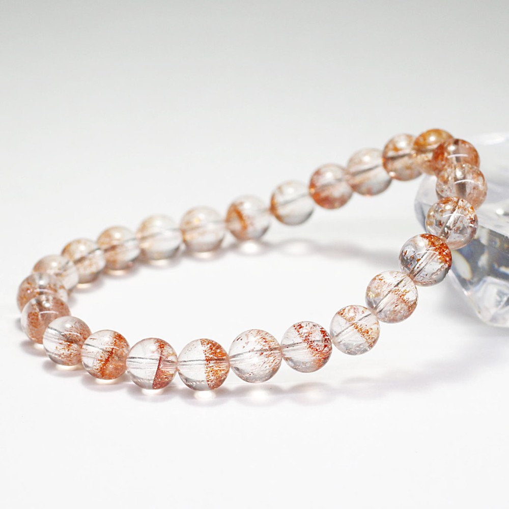 高品質+]オレンジレッドファイアークォーツブレスレット（約7mm玉