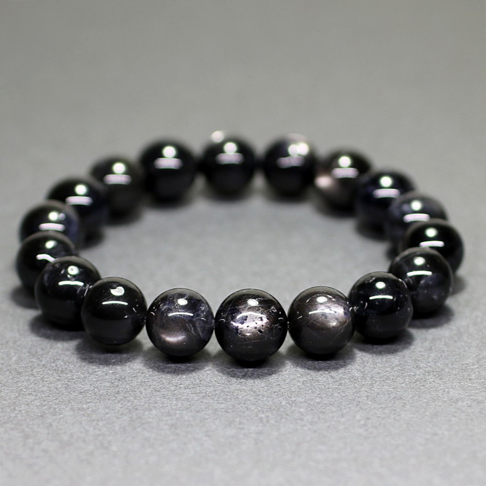 トップクォリティ]ブラックスターアイオライトブレスレット（約11mm玉