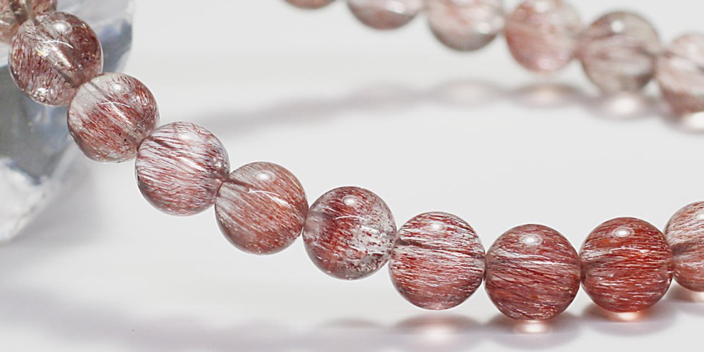 高品質++]スーパーセブンブレスレット/ピンクレッド系（約7mm玉・レピ