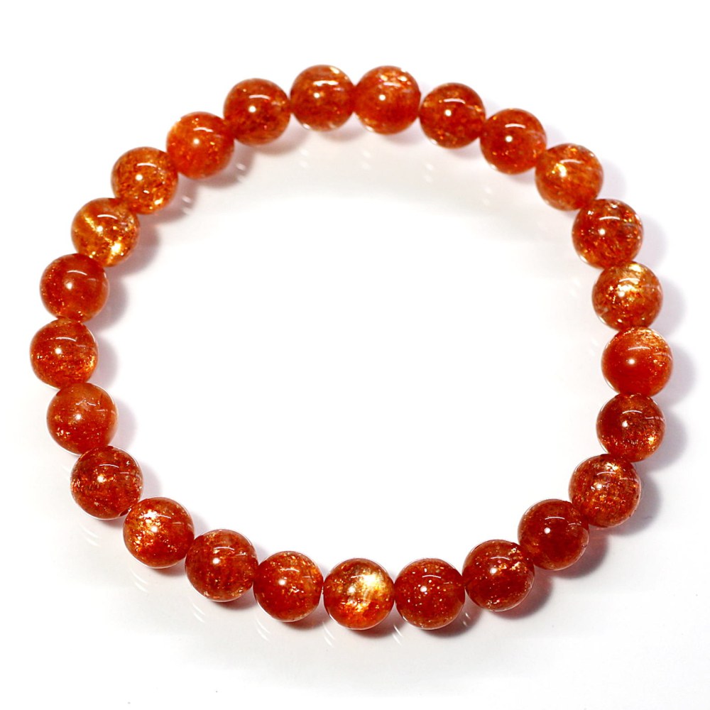 最高品質]サンストーンブレスレット（約7.5mm玉） - 埼玉県吉川市の