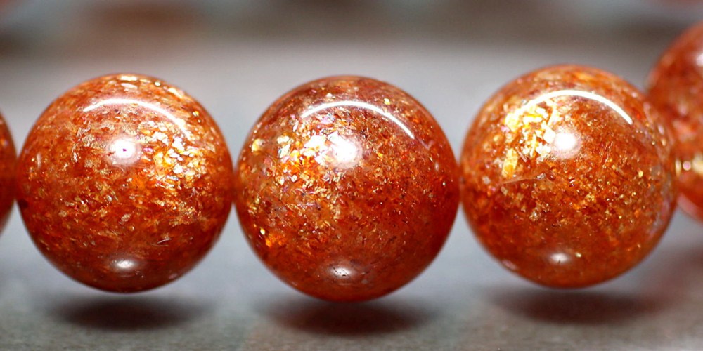 高品質・大玉]サンストーンブレスレット（約14.5mm・大玉で