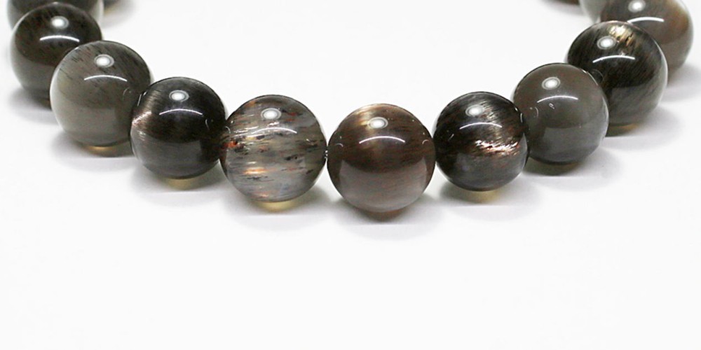 高品質]ブラックサンムーンストーンブレスレット（約11.5mm玉） - 埼玉