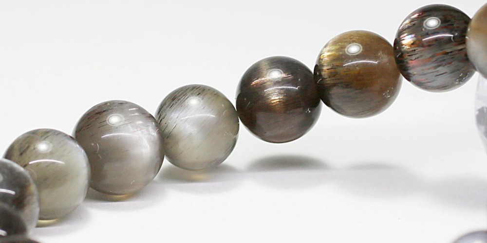 高品質]ブラックサンムーンストーンブレスレット（約11.5mm玉） - 埼玉