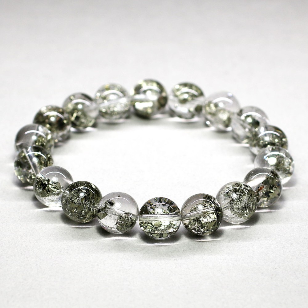 プレミアム]パイライトインクォーツブレスレット/黄鉄鉱（約11mm玉
