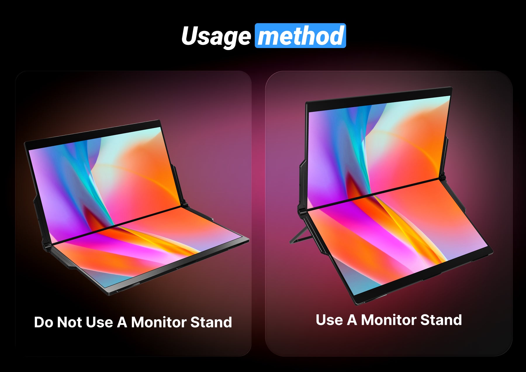 15.6インチ折りたたみ式デュアルコンピュータモニター - 外出先での