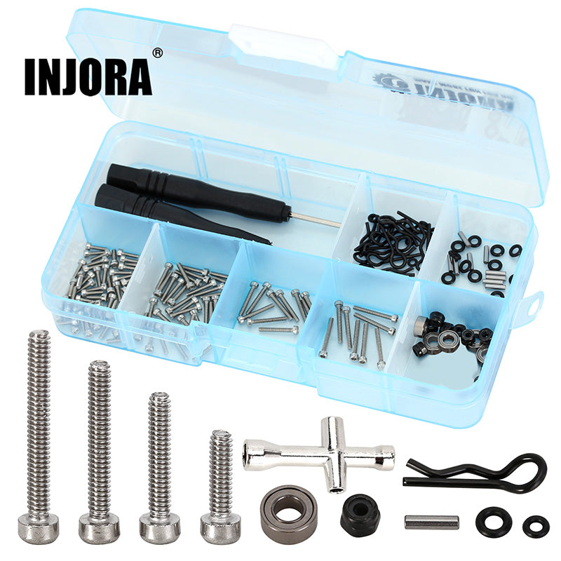 INJORA Blue Box with M1.4 Screws M2 Nuts Bearings O-rings Repair Tools