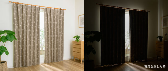 上品なダマスクローズ柄遮光率100% 完全1級遮光カーテン ジーク（D