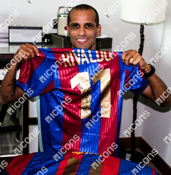 Rivaldo Back Signed FC Barcelona Retro Home Shirt
