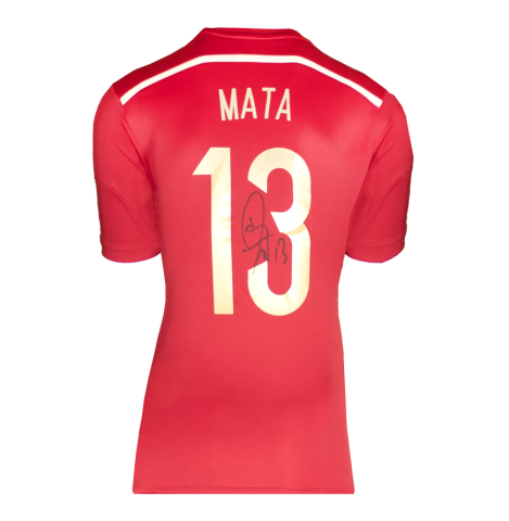 Juan Mata Back Signed Manchester United 2013-14 Home Shirt In