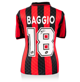 Roberto Baggio Back Signed AC Milan 1995-96 Home Shirt