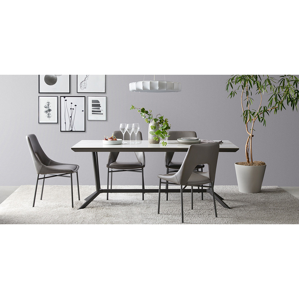 ダイニングセット「レイラ」セラミック天板 ホワイト色 幅179cm 椅子4