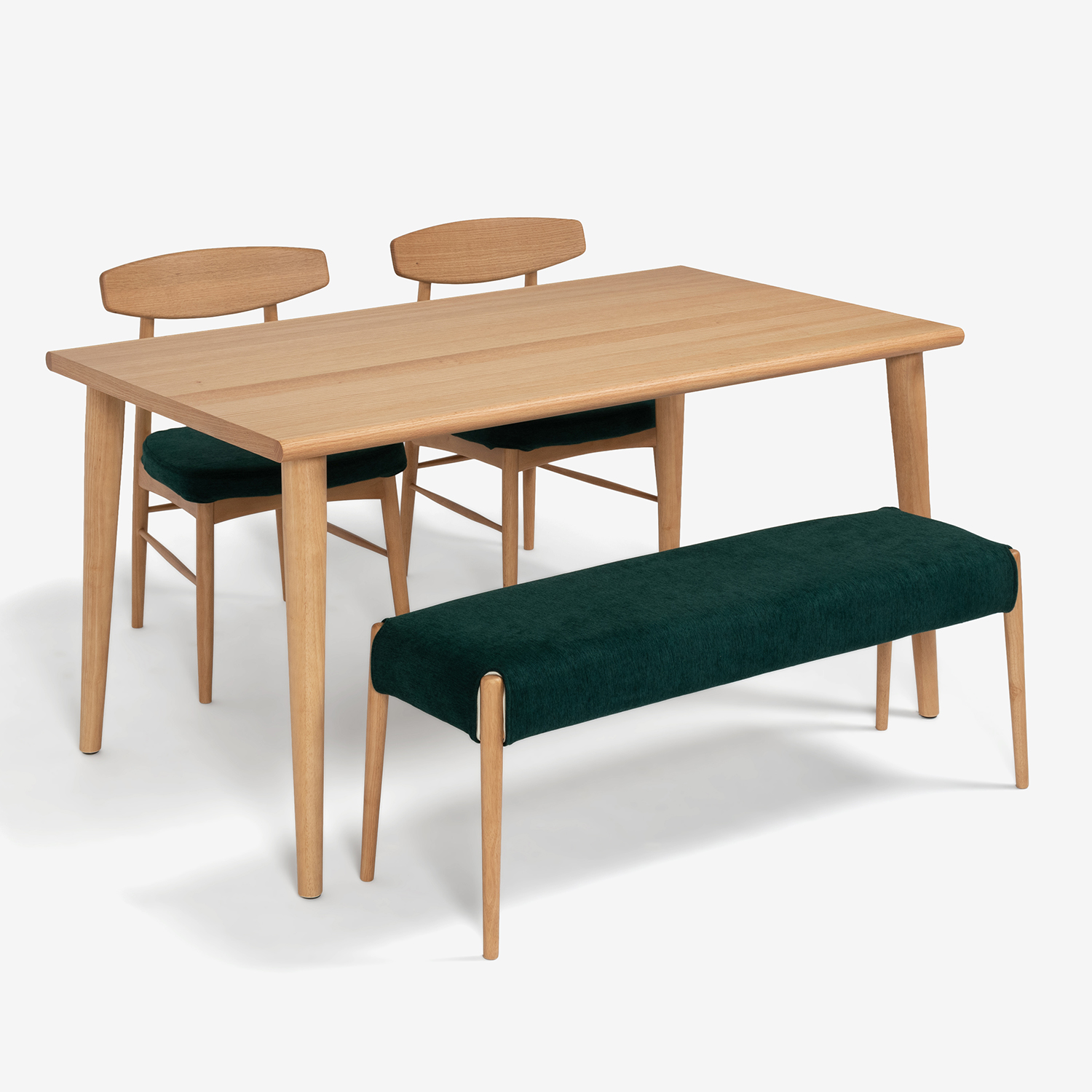 ダイニングテーブル「ユノ3」レッドオーク材 ホワイトオーク色 丸脚 全