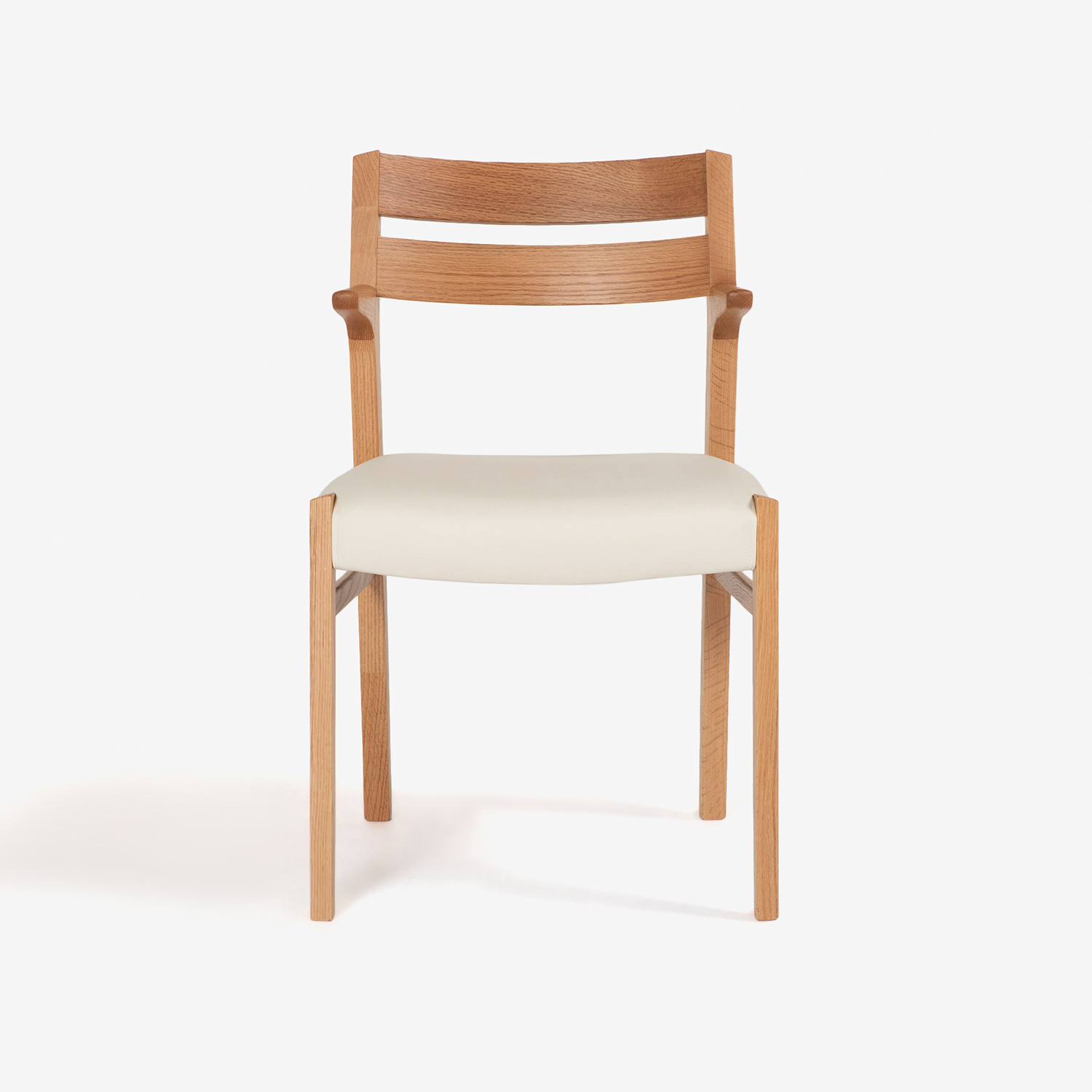 ダイニングチェア (半肘付き) 「シネマ」ホワイトオーク色 PVC