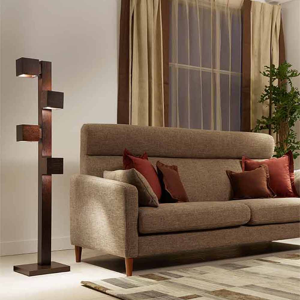 フロアスタンド「F3181LE-DB」オーク材ダークブラウン色 高さ130cm