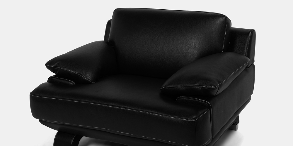 アームチェア 1人掛け「L/S 01（エルエス01）」幅113cm 革ブラック色